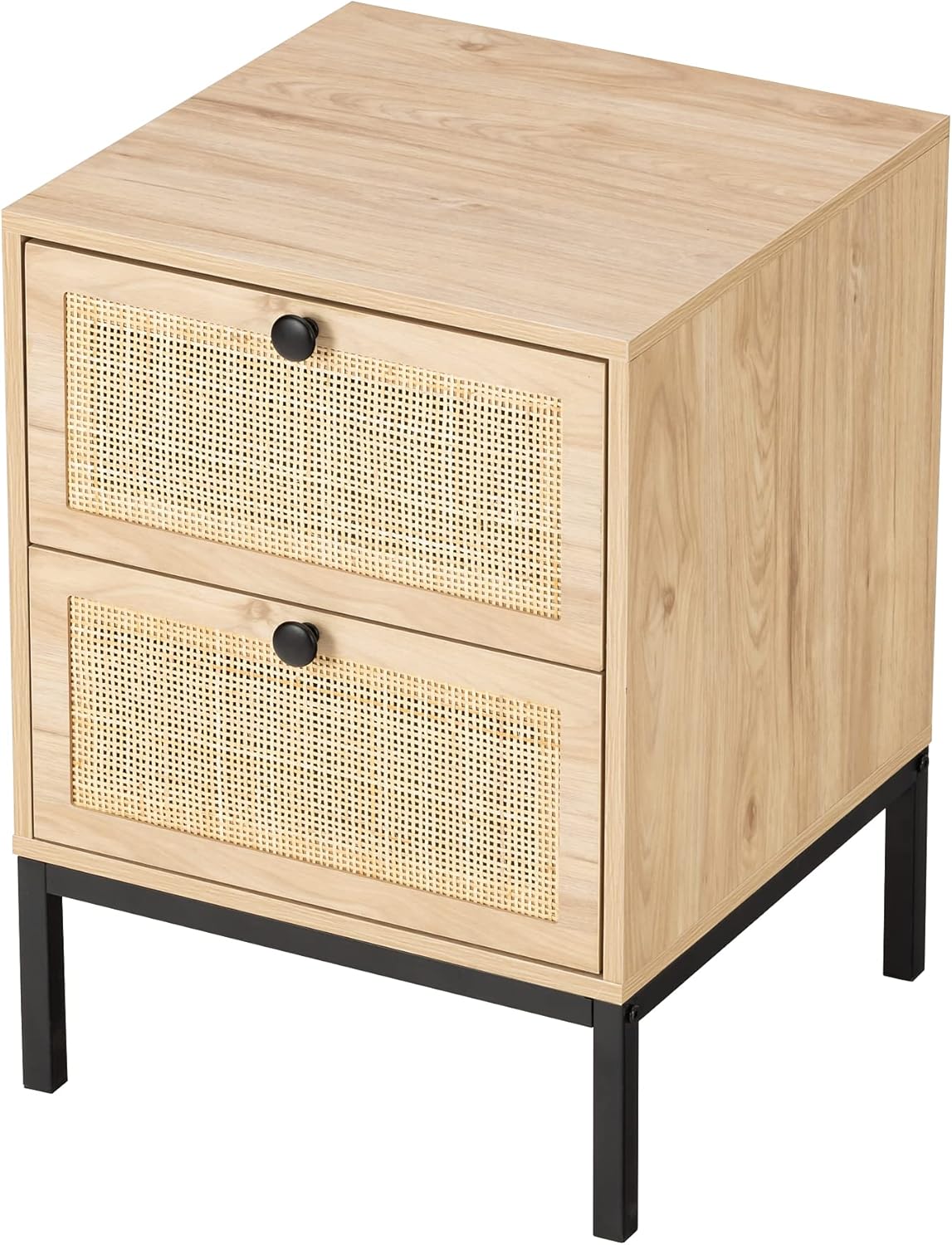 Natural Rattan Nightstand with Boho Charm