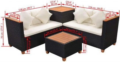 Outdoor 2-Seater Patio Sofa with Cushions
