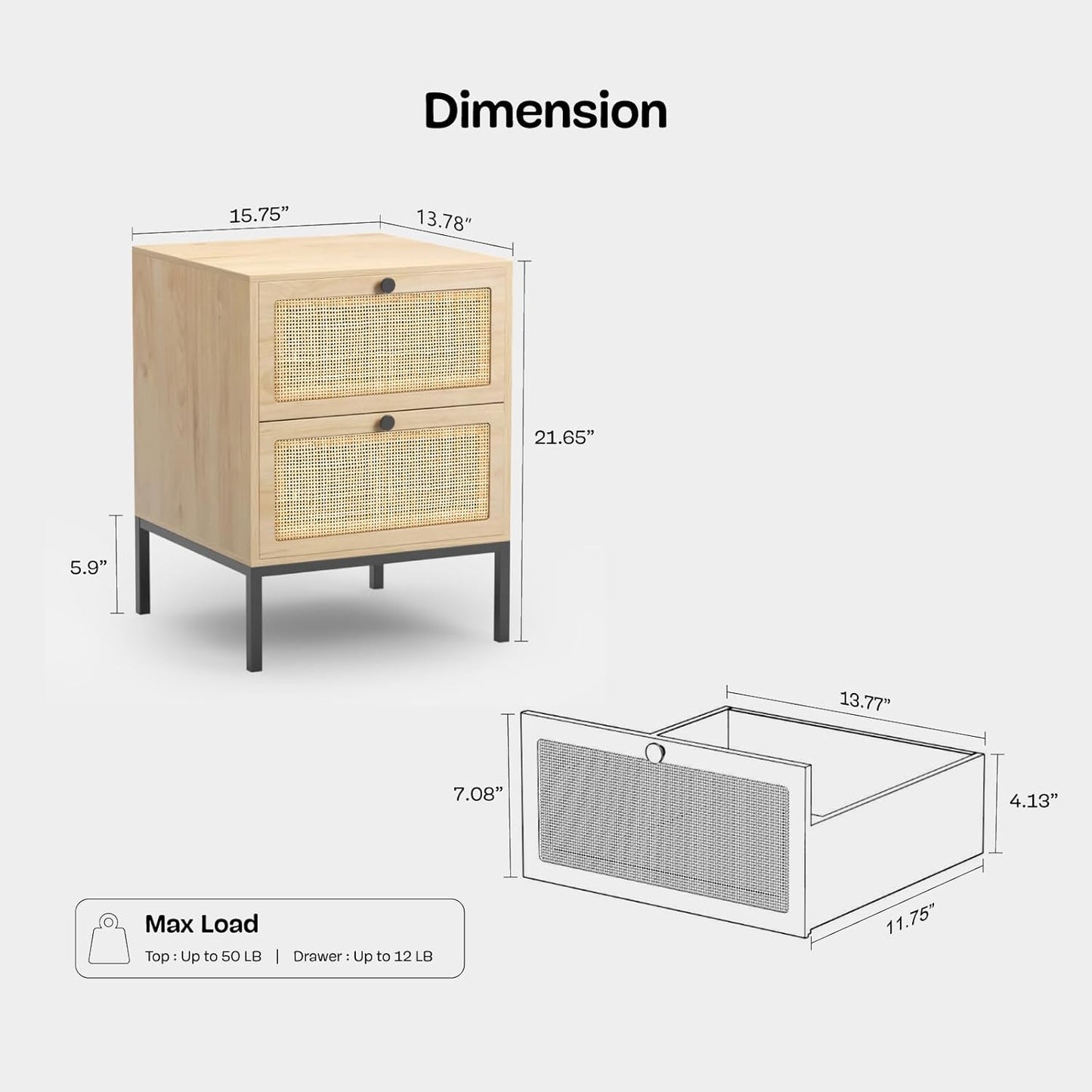 Natural Rattan Nightstand with Boho Charm