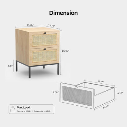 Natural Rattan Nightstand with Boho Charm