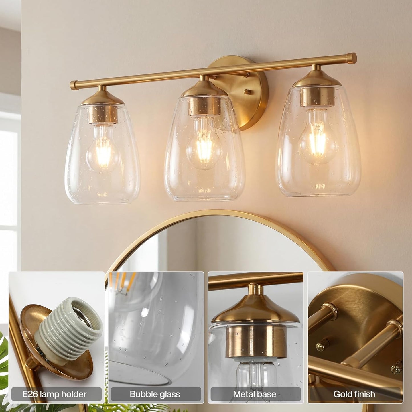 Soft Glow 3-Light Wall Lamp for Bathroom & Bedroom 💡