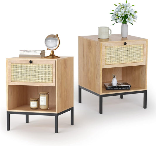 Natural Wood Nightstand Bedside Table Handmade Minimalist Style