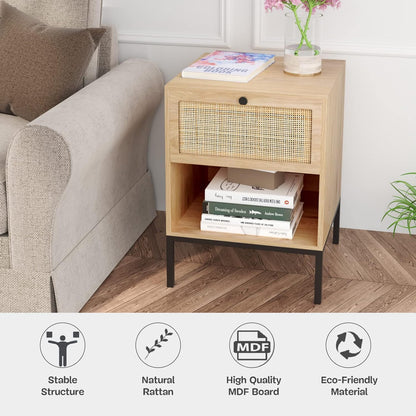 Natural Wood Nightstand Bedside Table Handmade Minimalist Style