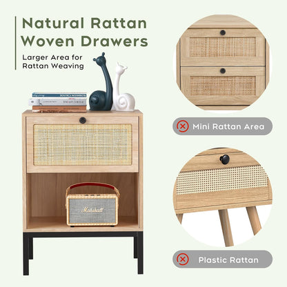 Natural Wood Nightstand Bedside Table Handmade Minimalist Style
