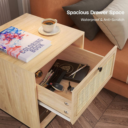 Natural Wood Nightstand Bedside Table Handmade Minimalist Style