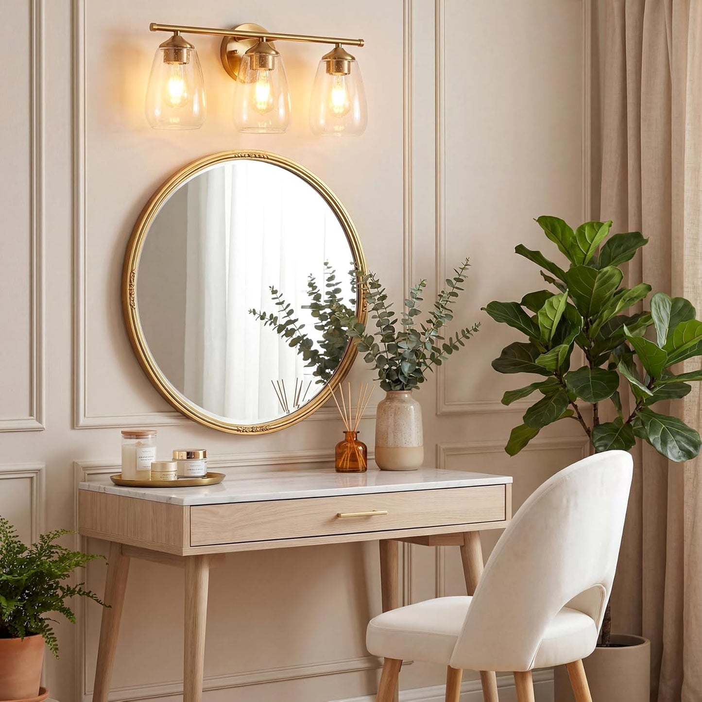 Soft Glow 3-Light Wall Lamp for Bathroom & Bedroom 💡