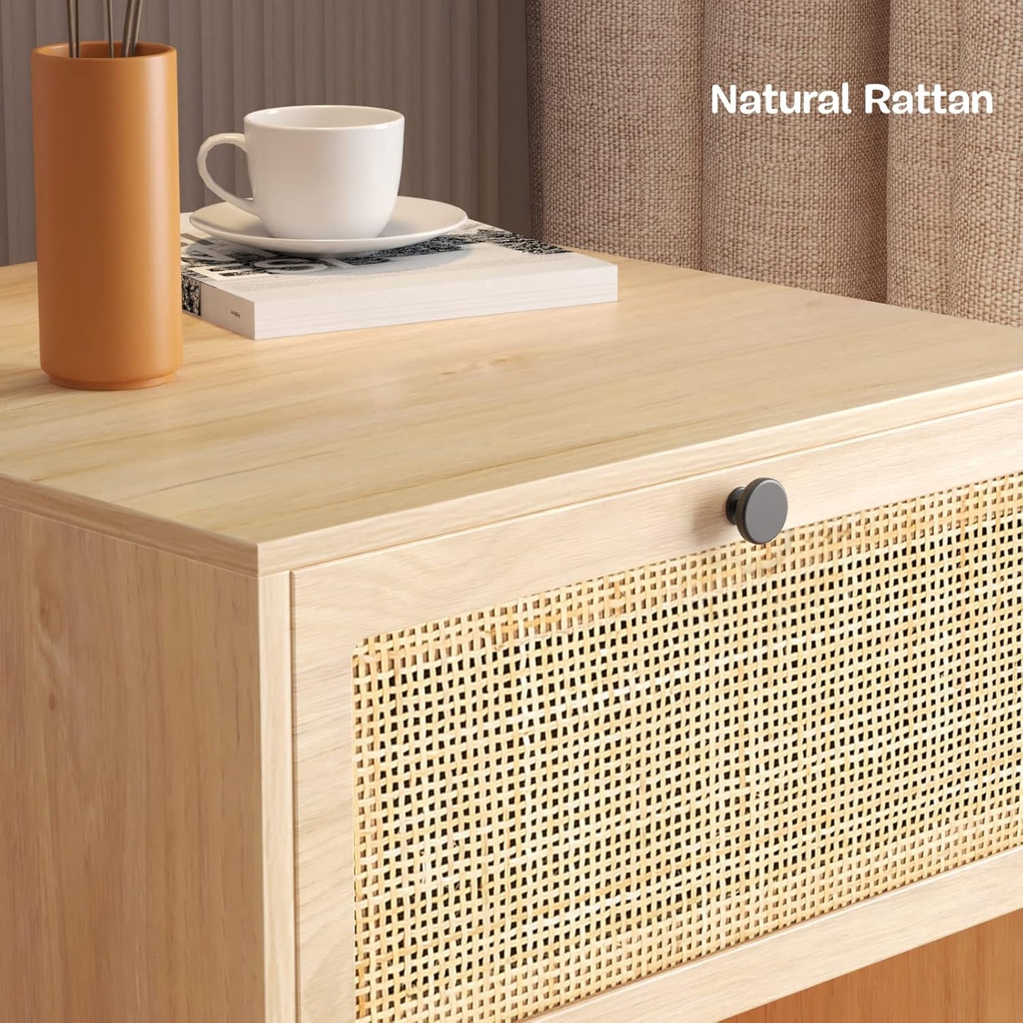 Natural Wood Nightstand Bedside Table Handmade Minimalist Style