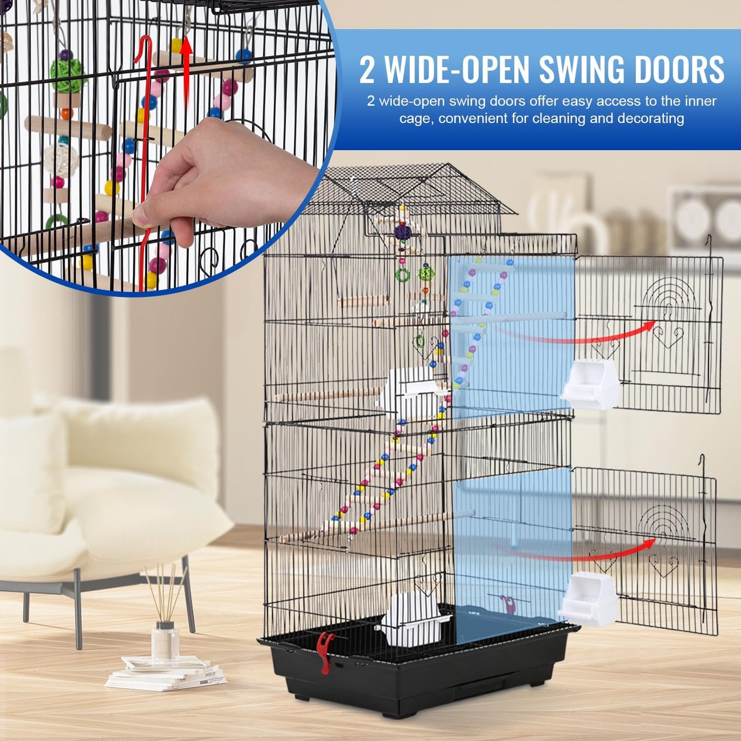 Multi-Functional Bird Cage Small Parrot & Cockatiel Home